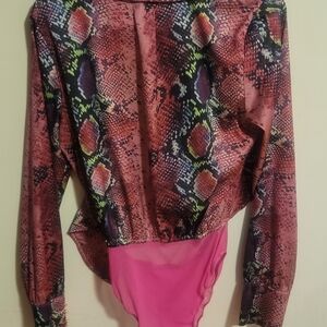 Akira Snake Print Bodysuit Medium